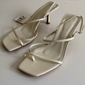 Zara heeled sandals square toe NWT 9